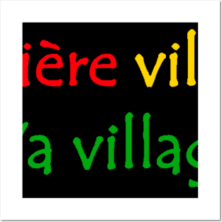 Derriere Village y'a Village African Street Slang Quote Red Yellow Green Posters and Art